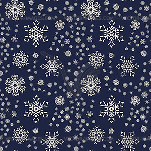 Christmas snowflakes seamless pattern with snowfall - vector clipart / vector image