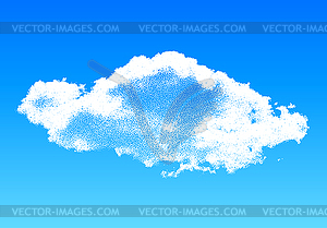 Cloud made of scattered dots in blue sky, - vector clip art