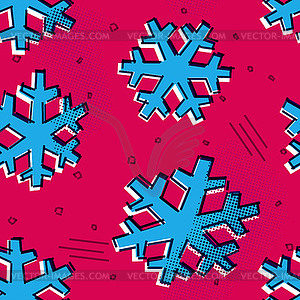 Christmas seamless snowflakes pattern with memphis - vector image