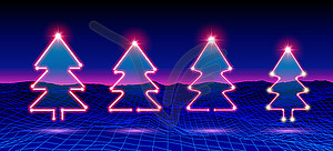 Christmas tree neon icon or element for New Years - vector clip art