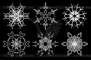 Christmas set of beautiful filigree snowflakes - vector clipart