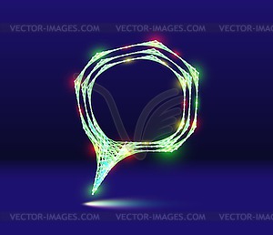 Neon speech bubble Christmas icon with 80s synthwav - vector image