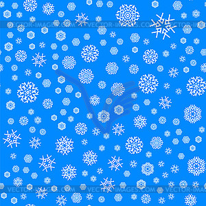 Christmas snowflakes seamless pattern with snowfall - vector clipart