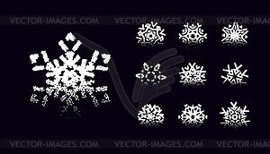 Snowflake icons set with geometric tattoo styled - royalty-free vector clipart