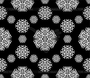 Christmas snowflake seamless pattern for winter - white & black vector clipart