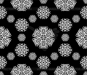 Christmas snowflake seamless pattern for winter - white & black vector clipart