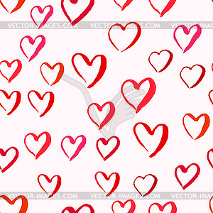 Drawn hearts seamless pattern for Valentines Day - vector clip art