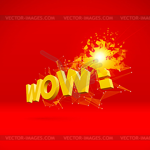 Wow exploding sign with particles for party or - vector clipart / vector image