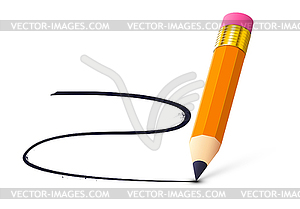 Pencil with eraser realistic icon with isometric - vector image