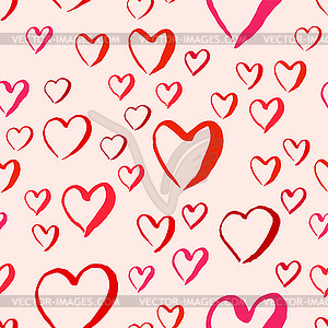 Drawn hearts seamless pattern for Valentines Day - vector clipart