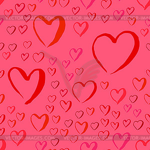 Drawn hearts seamless pattern for Valentines Day - vector clipart