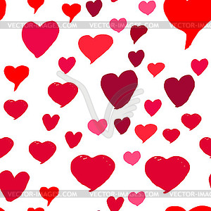 Drawn hearts seamless pattern for Valentines Day - vector image