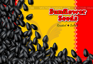 Sunflower seeds background with heap of black grains - vector clipart / vector image