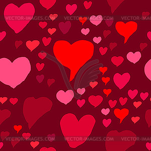 Drawn hearts seamless pattern for Valentines Day - color vector clipart