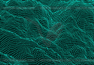 Цифровой пейзаж с горами из линейной сетки - иллюстрация в векторе