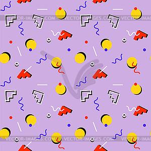 Seamless pattern with 80s memphis style geometric - vector clipart