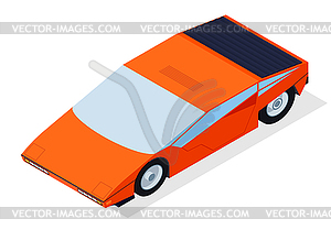 Car with isometric perspective for new retro wave - vector clipart