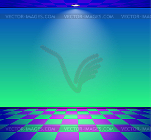 80s styled vapor wave room with blue and green - vector clipart