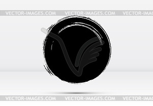 Abstract brushed black ink circle with rough edges - white & black vector clipart