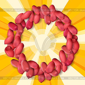 Arachis or peanuts background with red scattered - royalty-free vector image