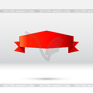 Изогнутая красная лента, баннер или подарочная лента для праздника - изображение в векторном виде