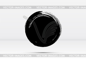 Abstract brushed black ink circle with rough edges - vector clip art