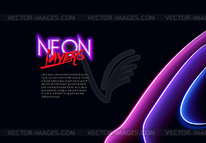 Neon glass layers stacked with reflections for 80s - vector clipart