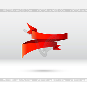 Изогнутая красная лента, баннер или подарочная лента для праздника - векторизованное изображение