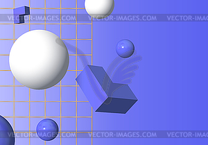 3D shapes or abstract design elements falling in - vector image