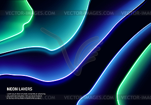 Neon glass layers stacked with reflections for 80s - vector clip art