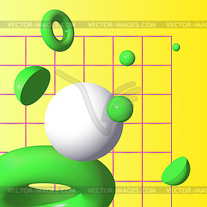 3D shapes or abstract design elements falling in - vector clipart