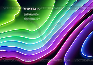 Neon glass layers stacked with reflections for 80s - vector clipart