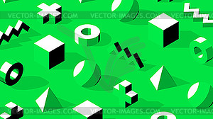 Abstract isometric 3D shapes with contrast shadows - vector image