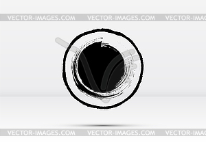 Abstract brushed black ink circle with rough edges - vector clip art