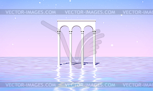 Aesthetic landscape with colonnade of white - vector image