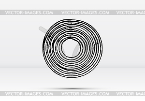 Abstract brushed black ink circles with rough - vector image