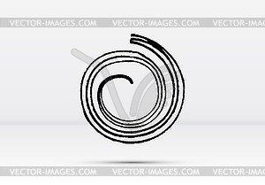 Abstract brushed black ink spiral with rough edges - vector clip art