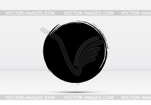 Abstract brushed black ink circle with rough edges - vector image