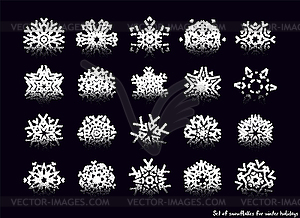 Snowflake icons set with geometric tattoo styled - vector EPS clipart