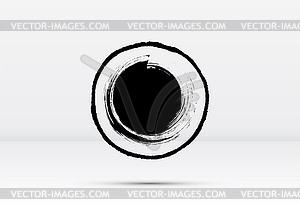 Abstract brushed black ink circle with rough edges - vector clipart