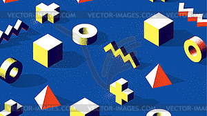 Abstract isometric 3D shapes with contrast shadows - vector image