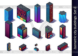 Изометрические здания для карты, игры или украшения остроумие - клипарт в векторном формате