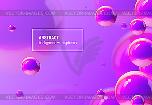 Abstract background with purple balls flying in - vector clipart