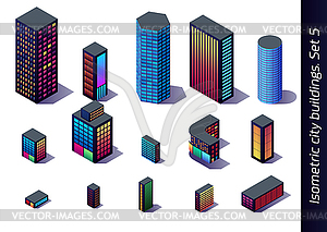 Изометрические здания для карты, игры или украшения остроумие - изображение в векторе / векторный клипарт