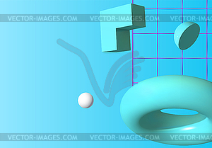 3D shapes or abstract design elements falling in - vector clipart