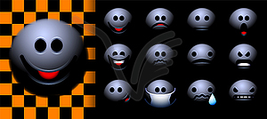 Set of Halloween themed emoji or smileys with - vector clipart / vector image