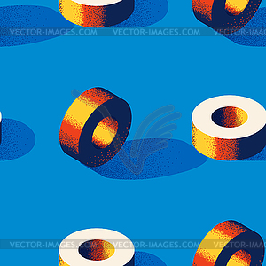 Seamless pattern with donut or torus shape on blue - vector clip art