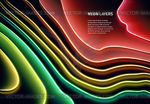 Neon glass layers stacked with reflections for 80s - vector clipart