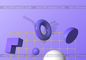 3D shapes or abstract design elements falling in - vector EPS clipart