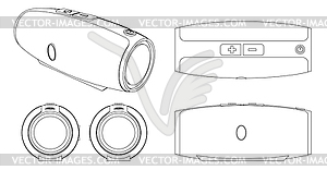 Portable acoustics or mobile speaker blueprint or - vector clipart